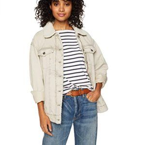 Women's Washed Cotton Sherpa Trucker Jacket